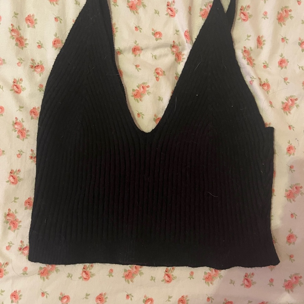 Black Ribbed Women's Top